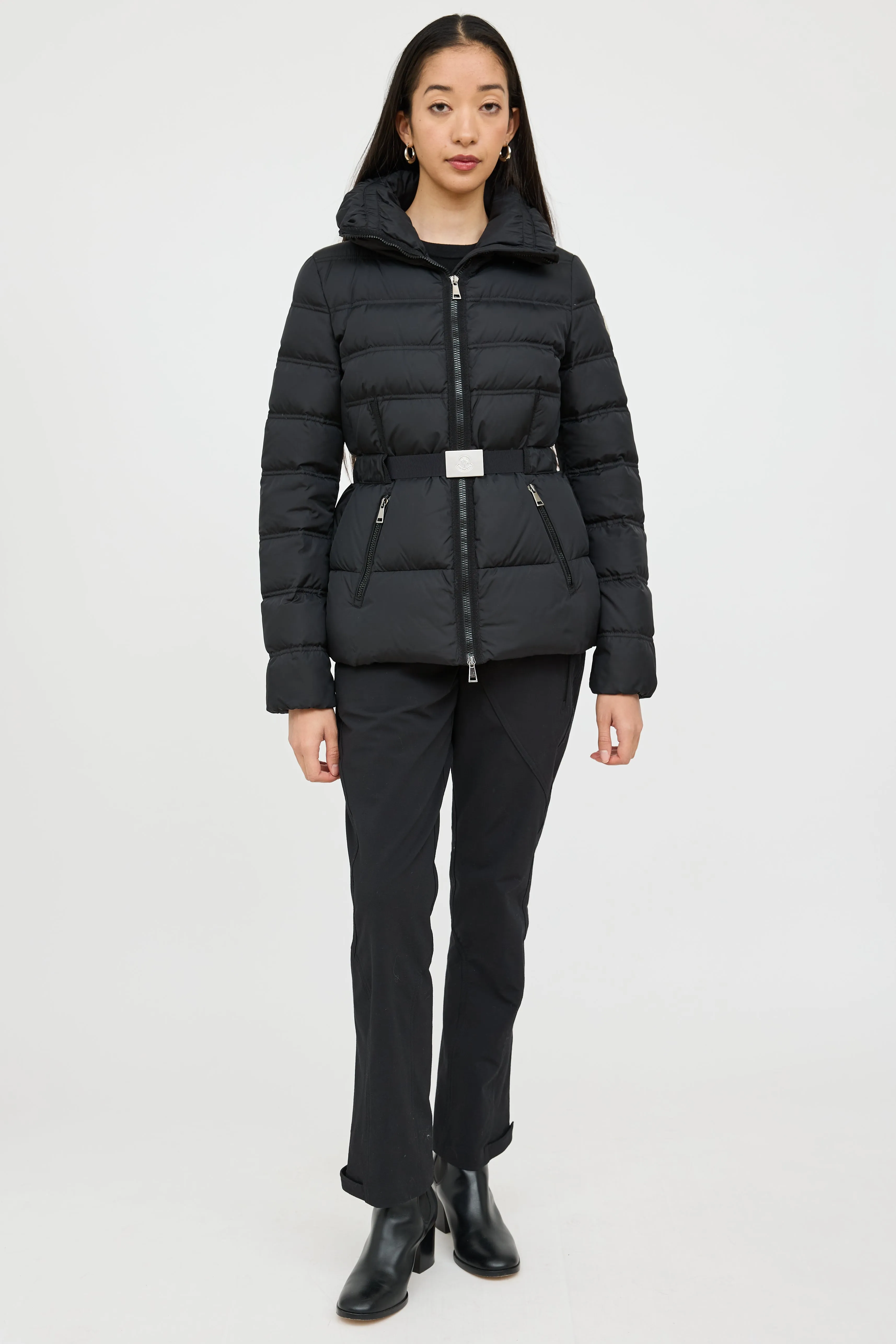 Black Alouette Down Belted Jacket