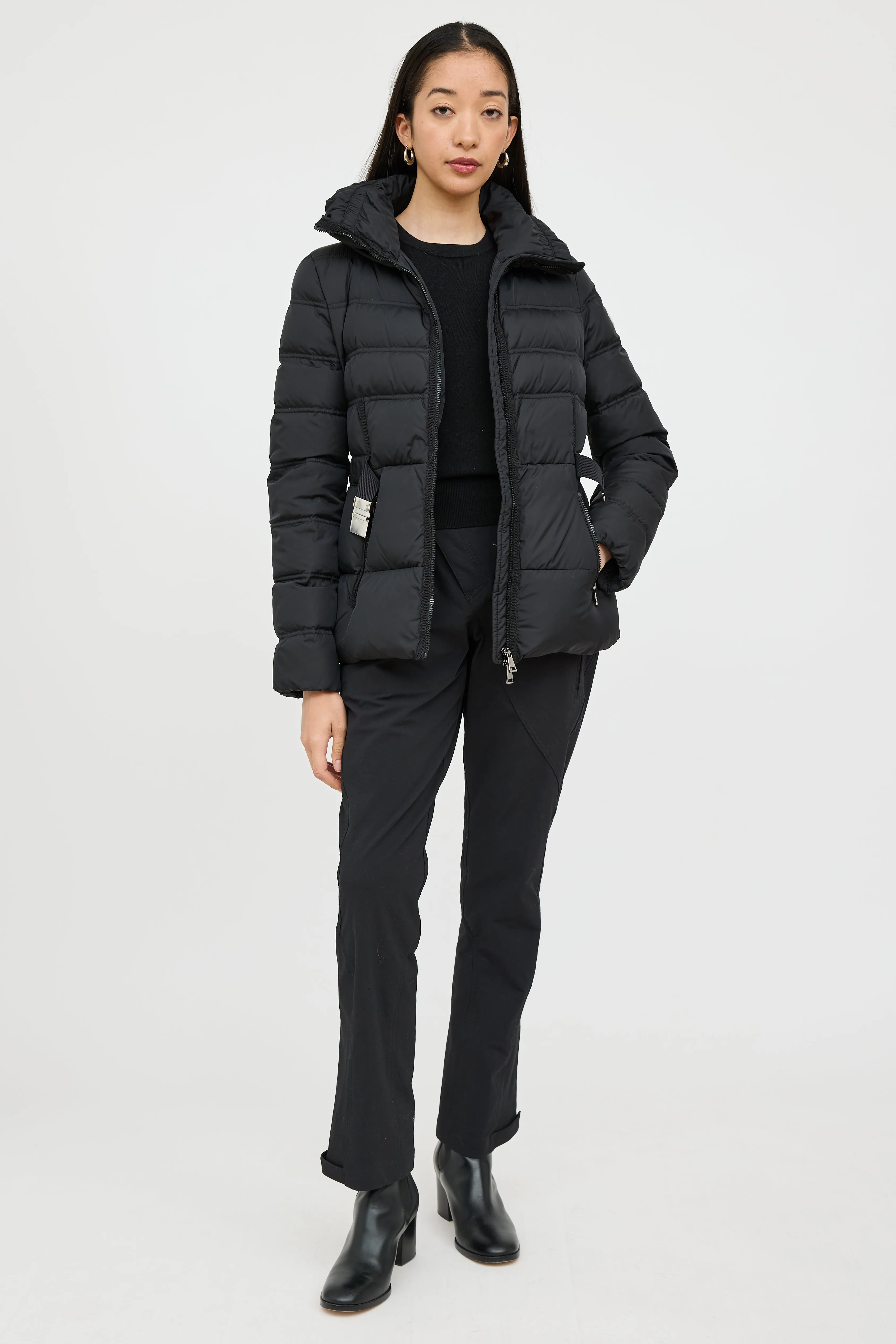 Black Alouette Down Belted Jacket