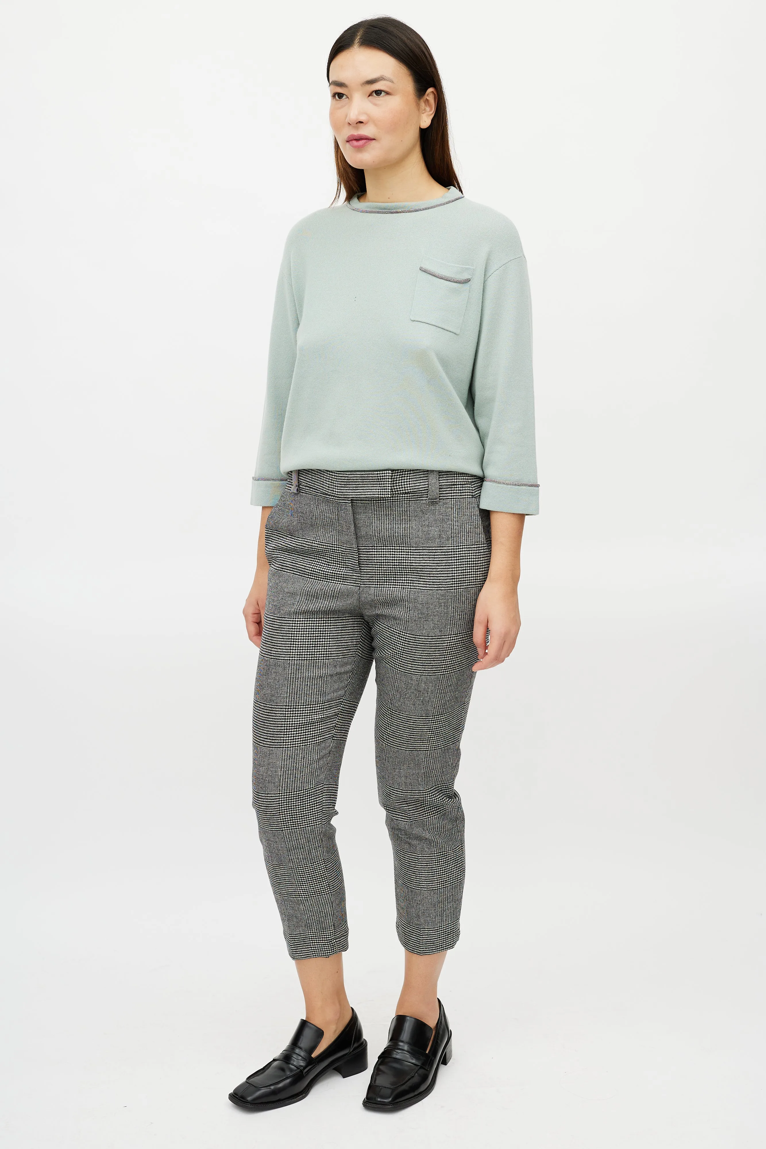 Black & White Wool Houndstooth Trouser