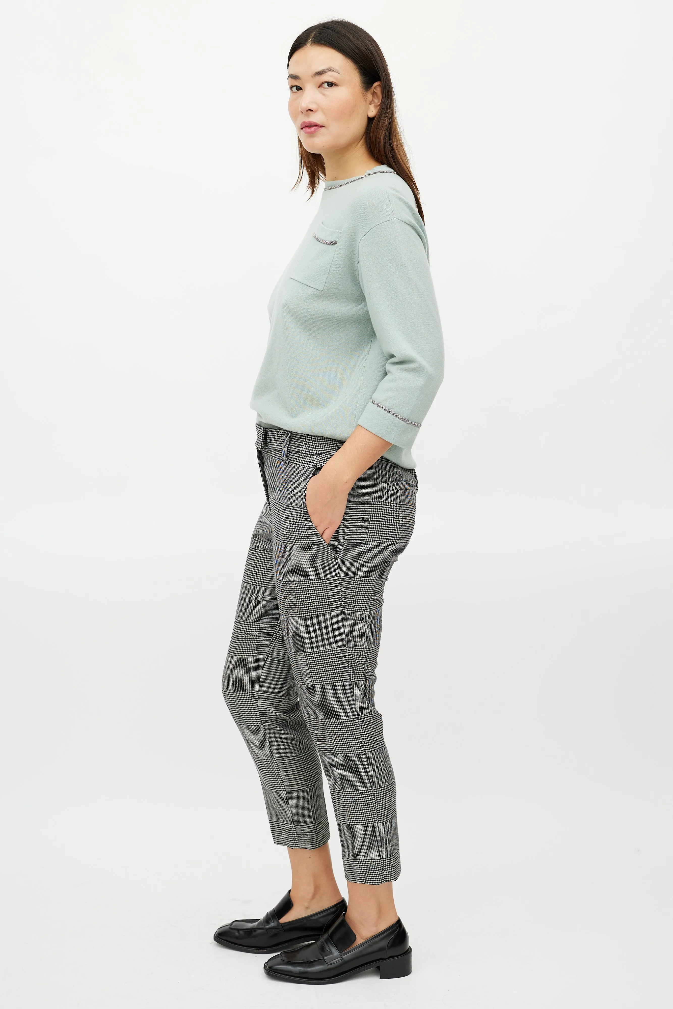 Black & White Wool Houndstooth Trouser