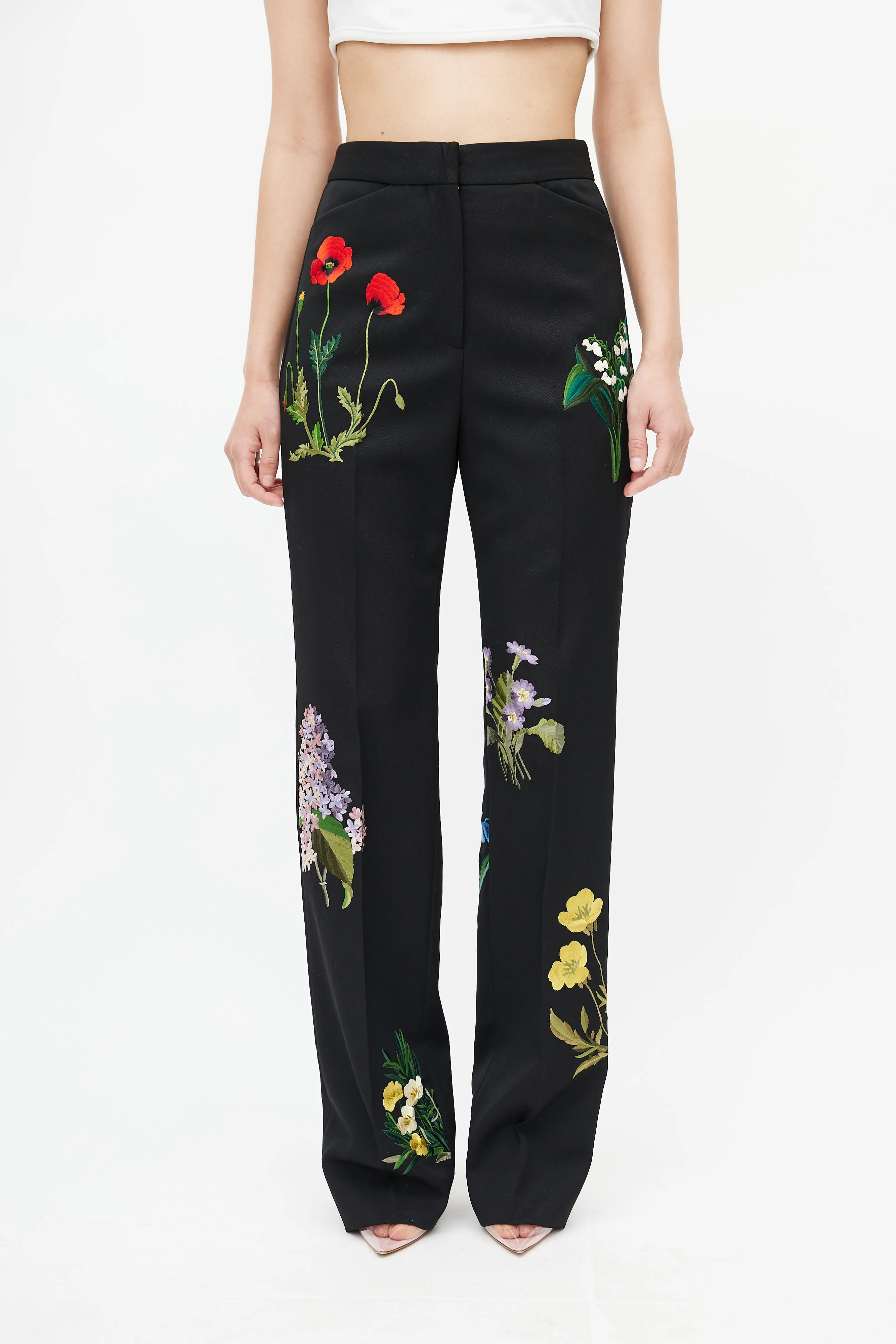 Black Floral Embroidered Trouser