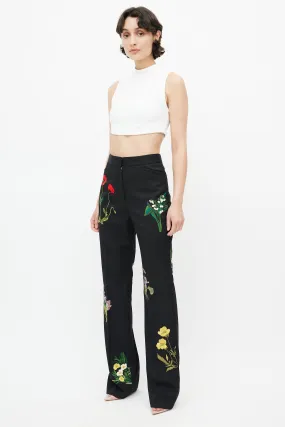 Black Floral Embroidered Trouser