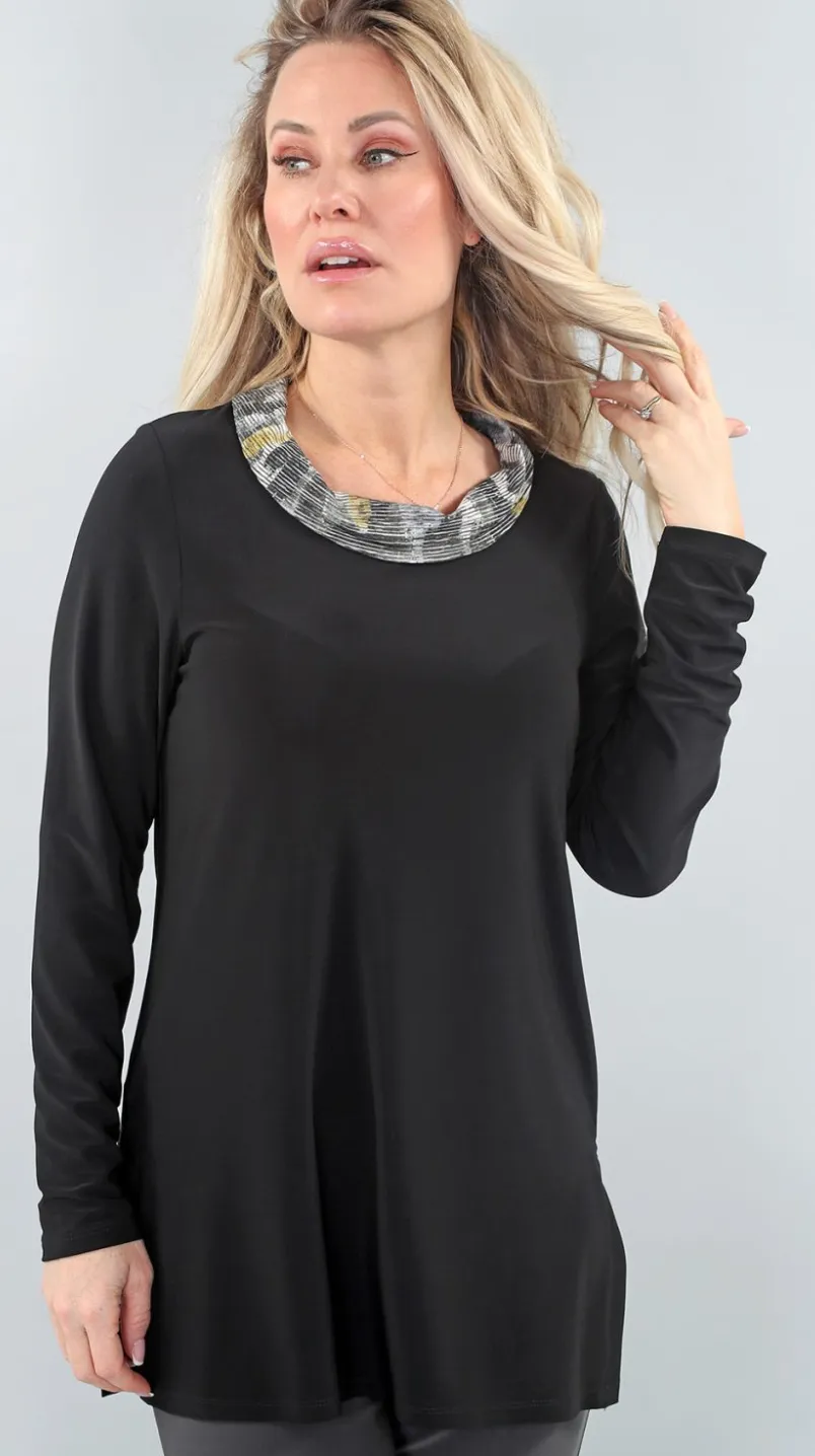 Black ITY Scooped Cowl Neck Collar Detail