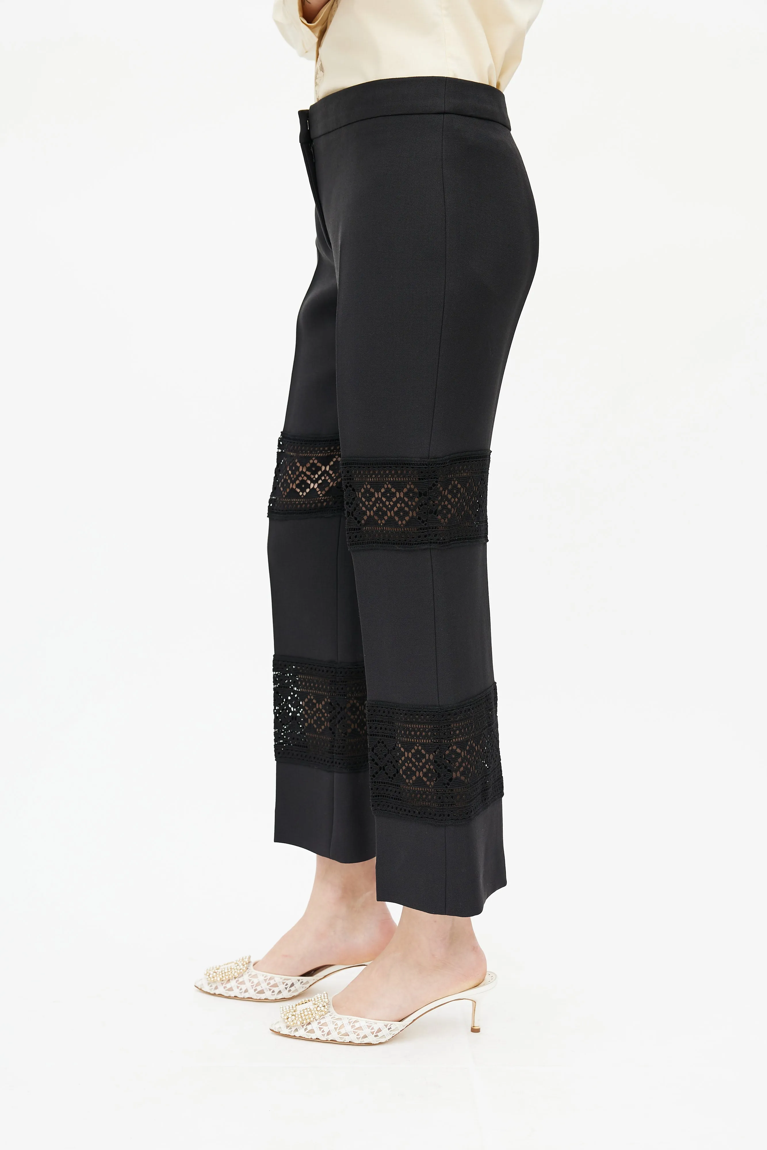 Black Lace Cut-Out Trouser