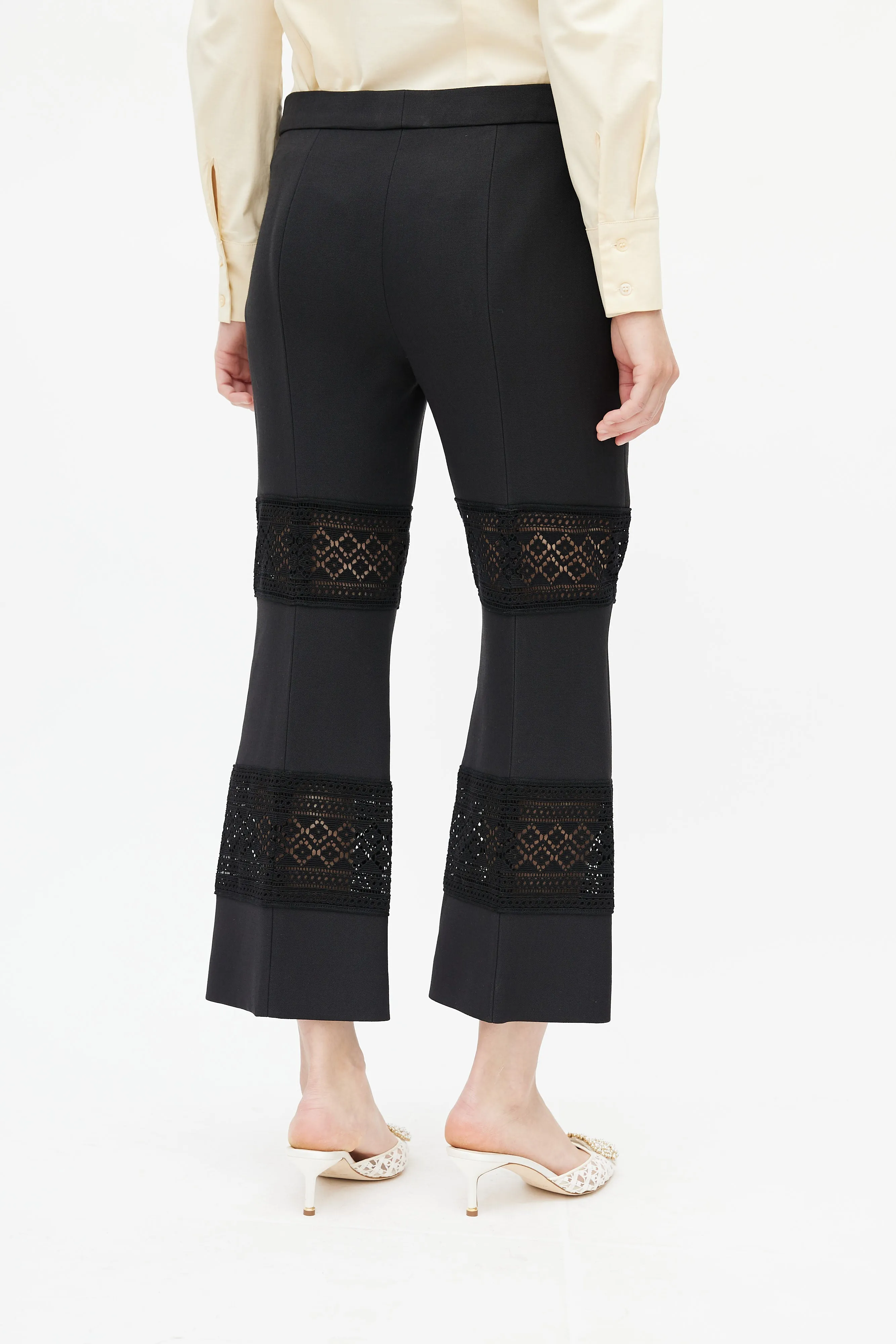 Black Lace Cut-Out Trouser