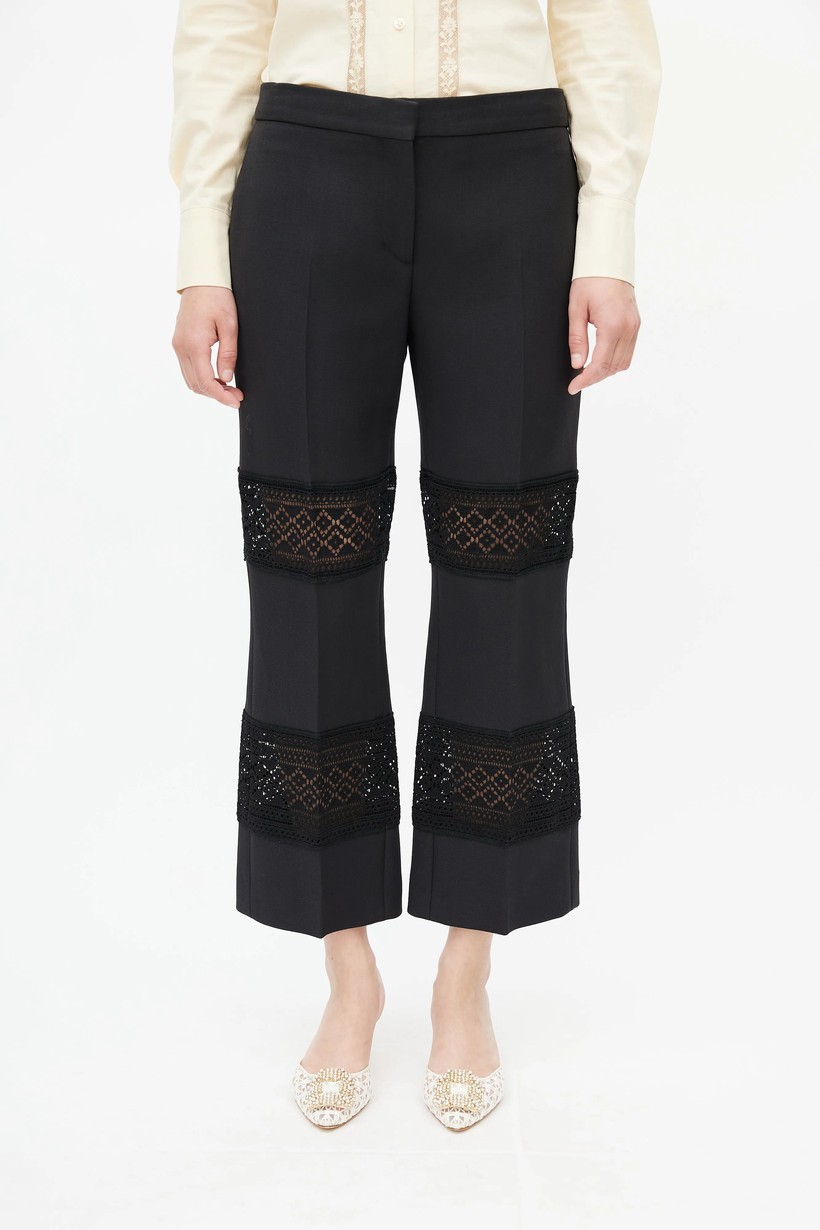 Black Lace Cut-Out Trouser
