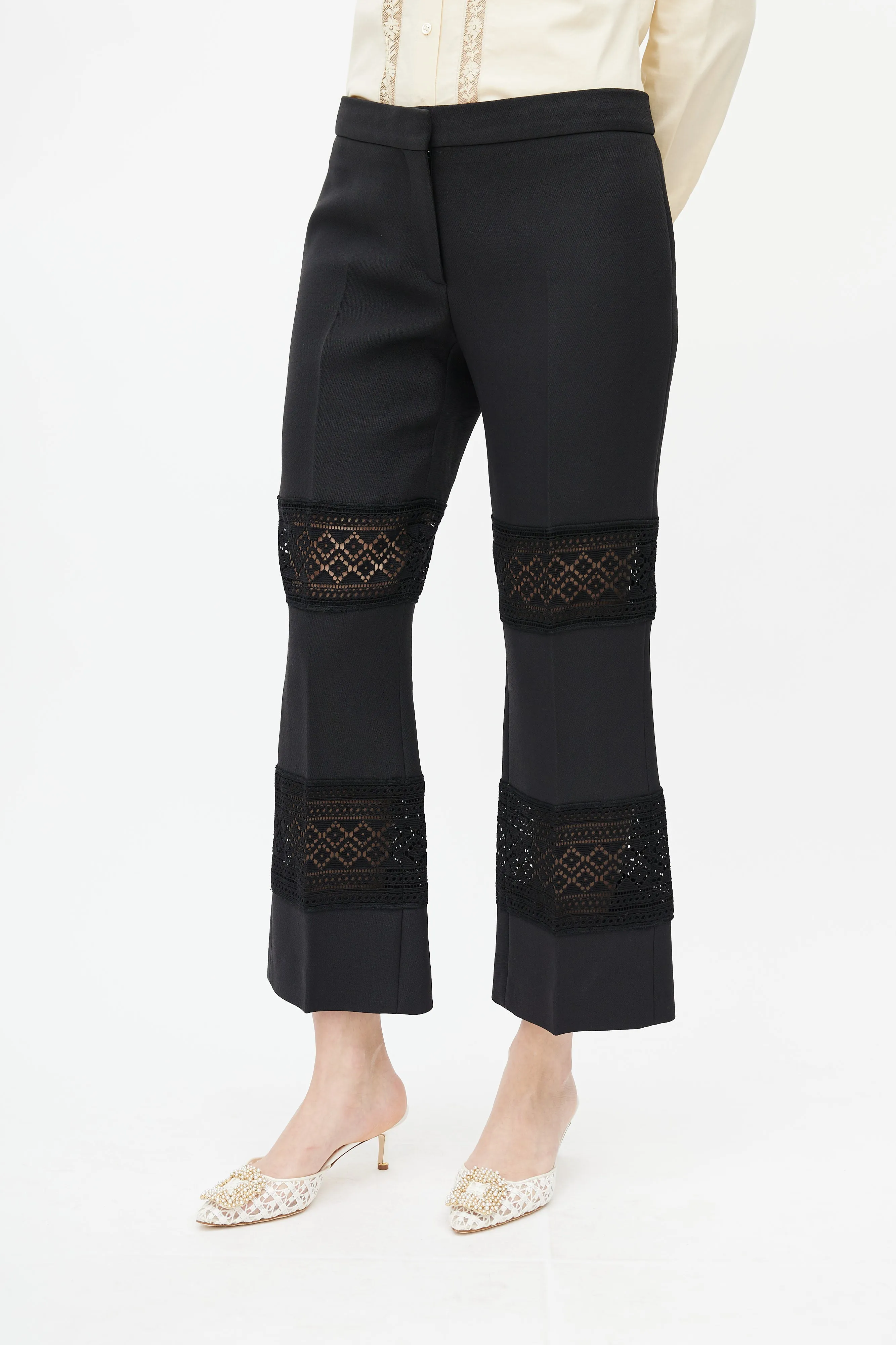 Black Lace Cut-Out Trouser