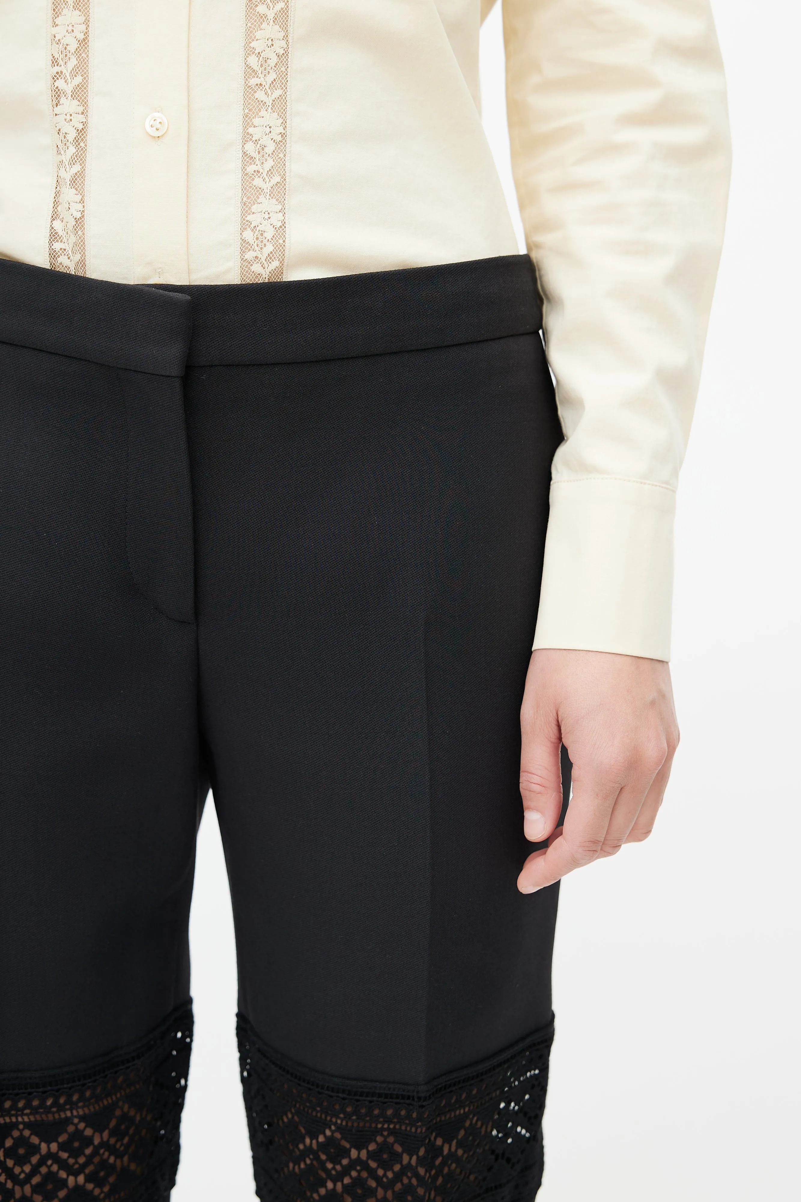 Black Lace Cut-Out Trouser