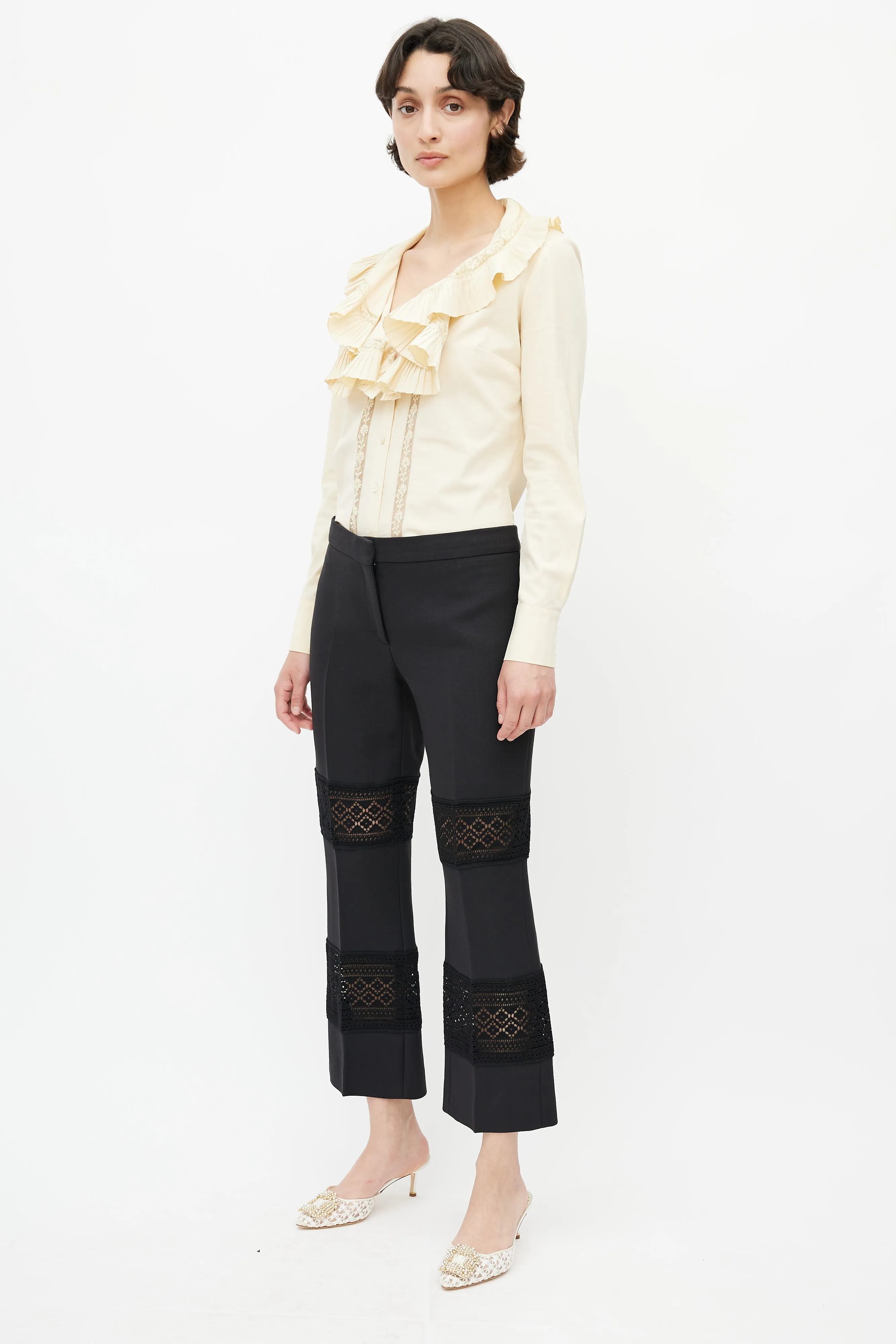 Black Lace Cut-Out Trouser