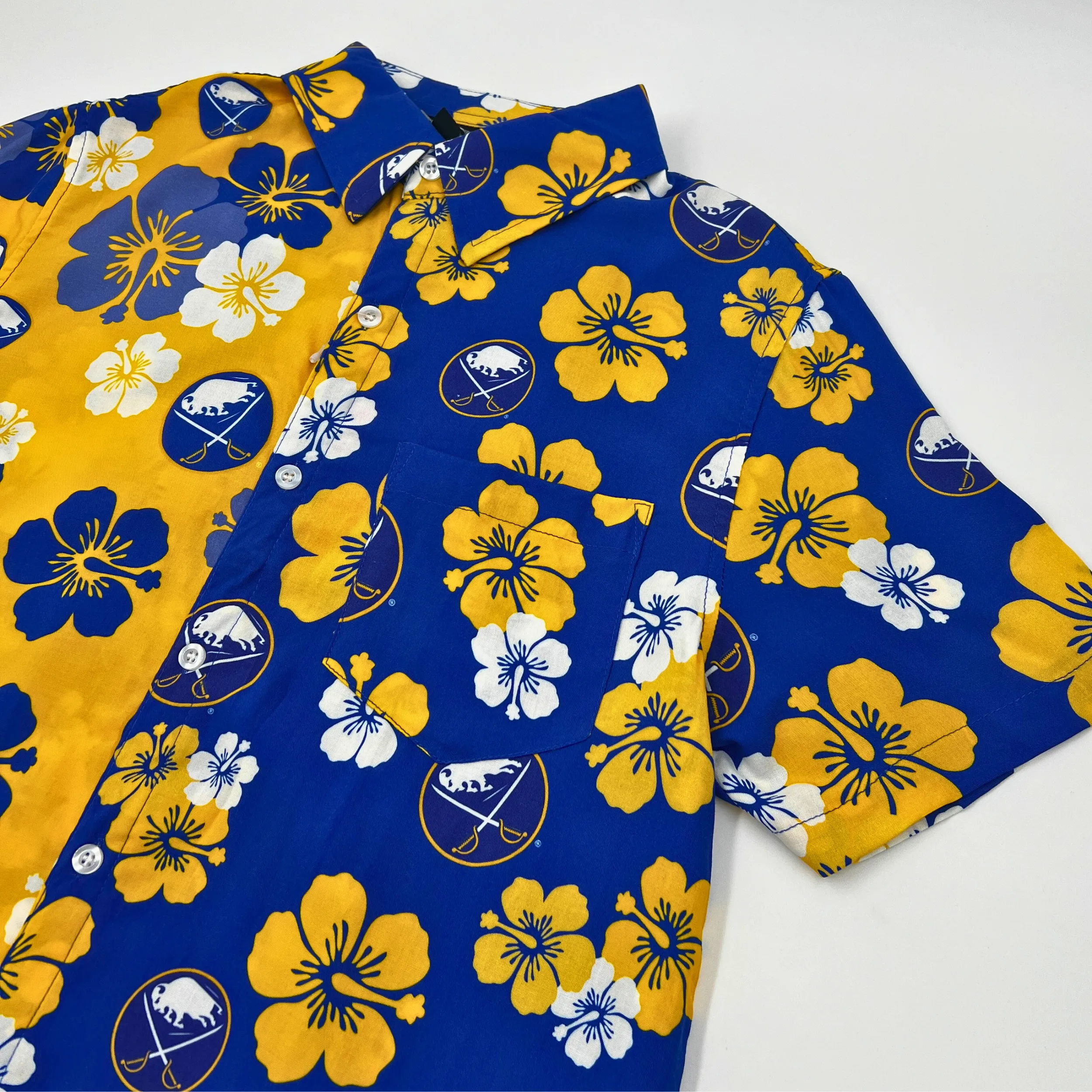 Buffalo Sabres Royal & Gold Split Floral Button Up Shirt