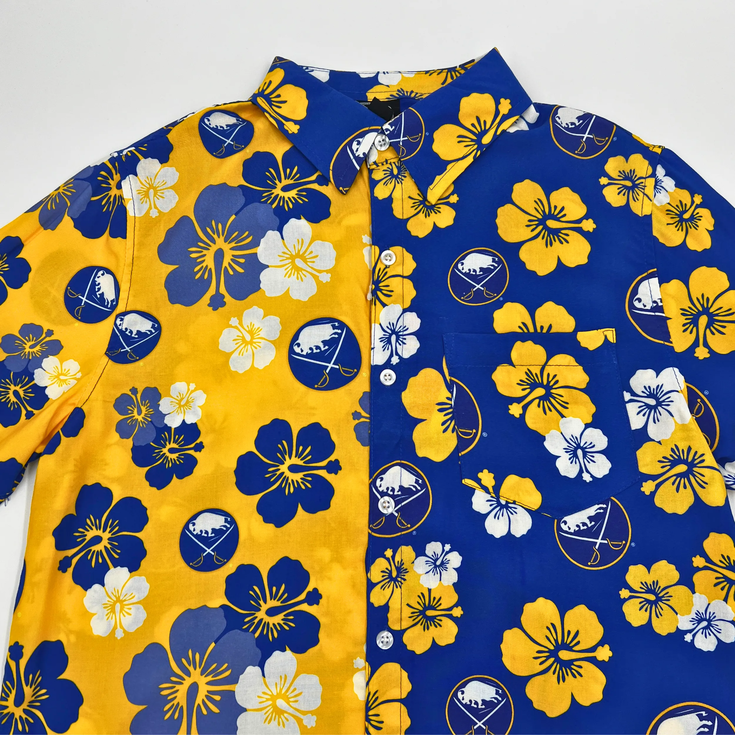 Buffalo Sabres Royal & Gold Split Floral Button Up Shirt