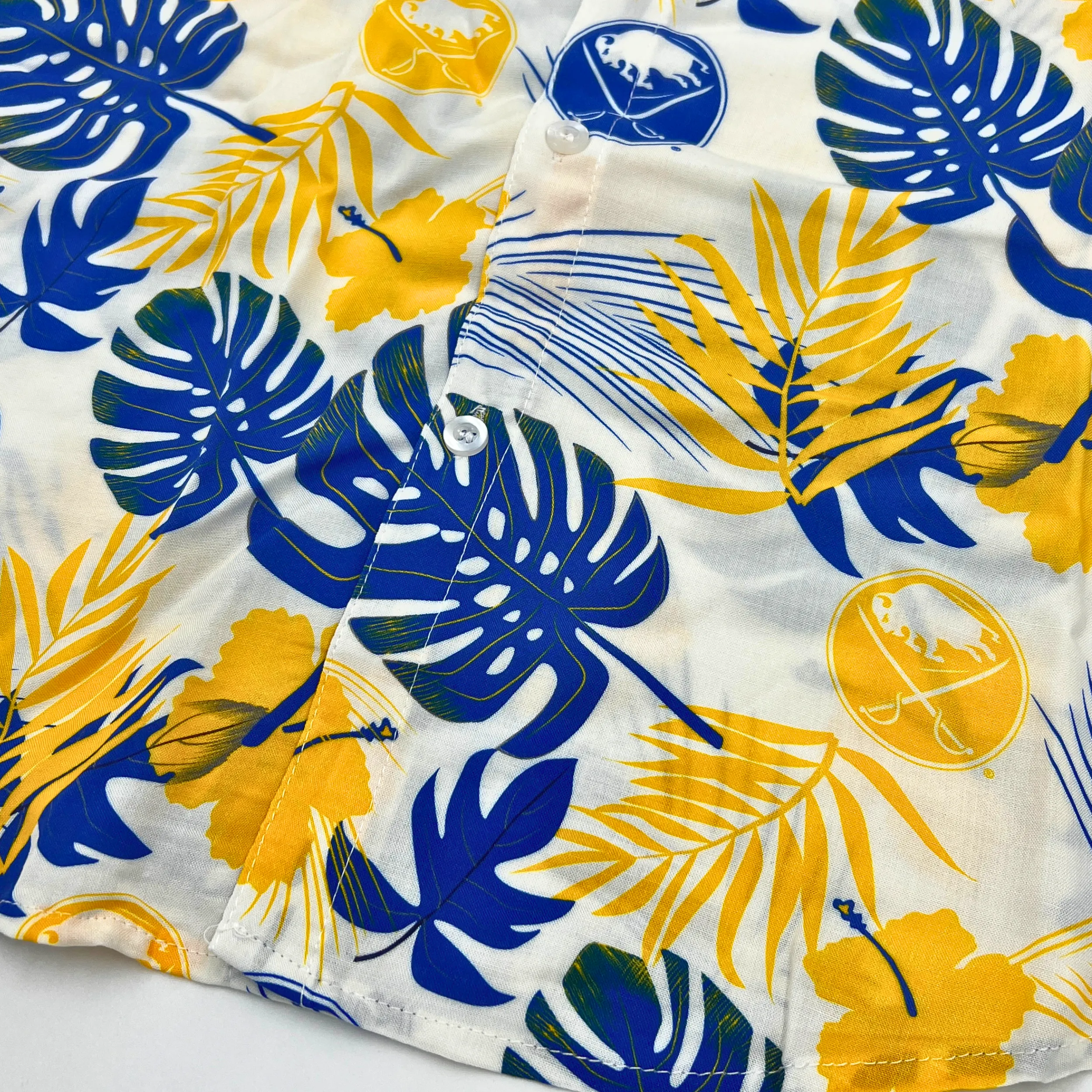 Buffalo Sabres White With Royal & Gold Floral Print Button Up Shirt