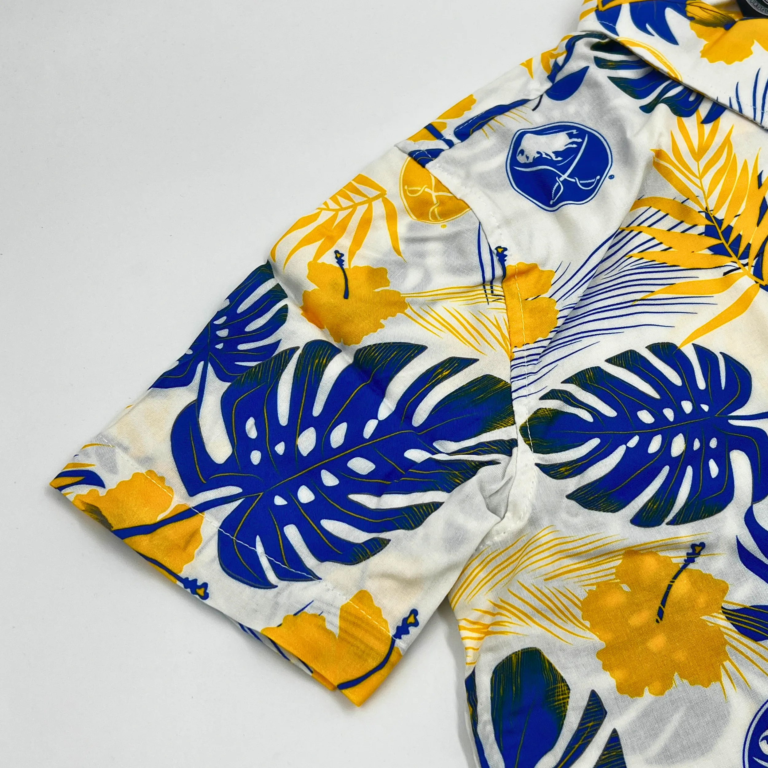 Buffalo Sabres White With Royal & Gold Floral Print Button Up Shirt