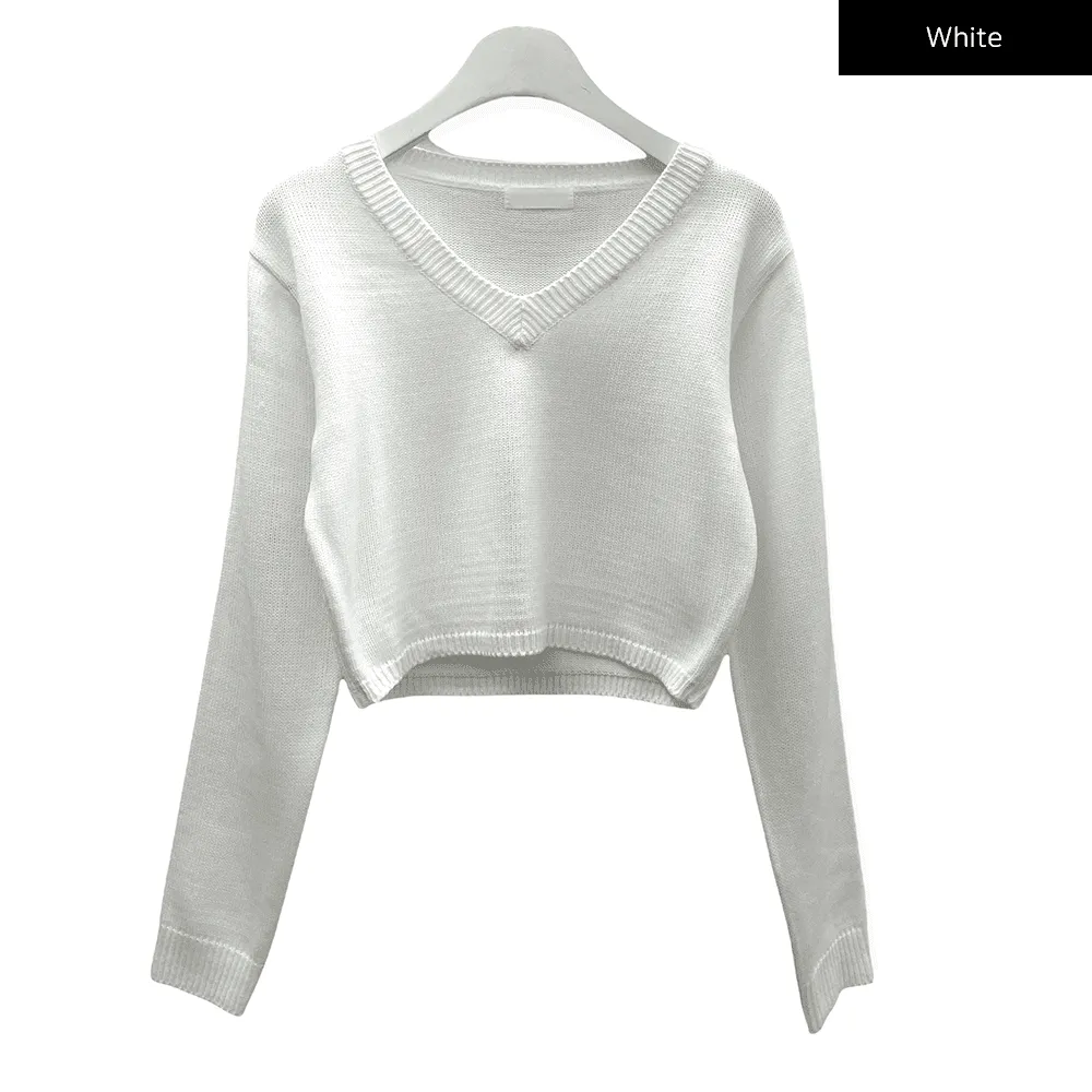 Cropped V Neck Knit C1901