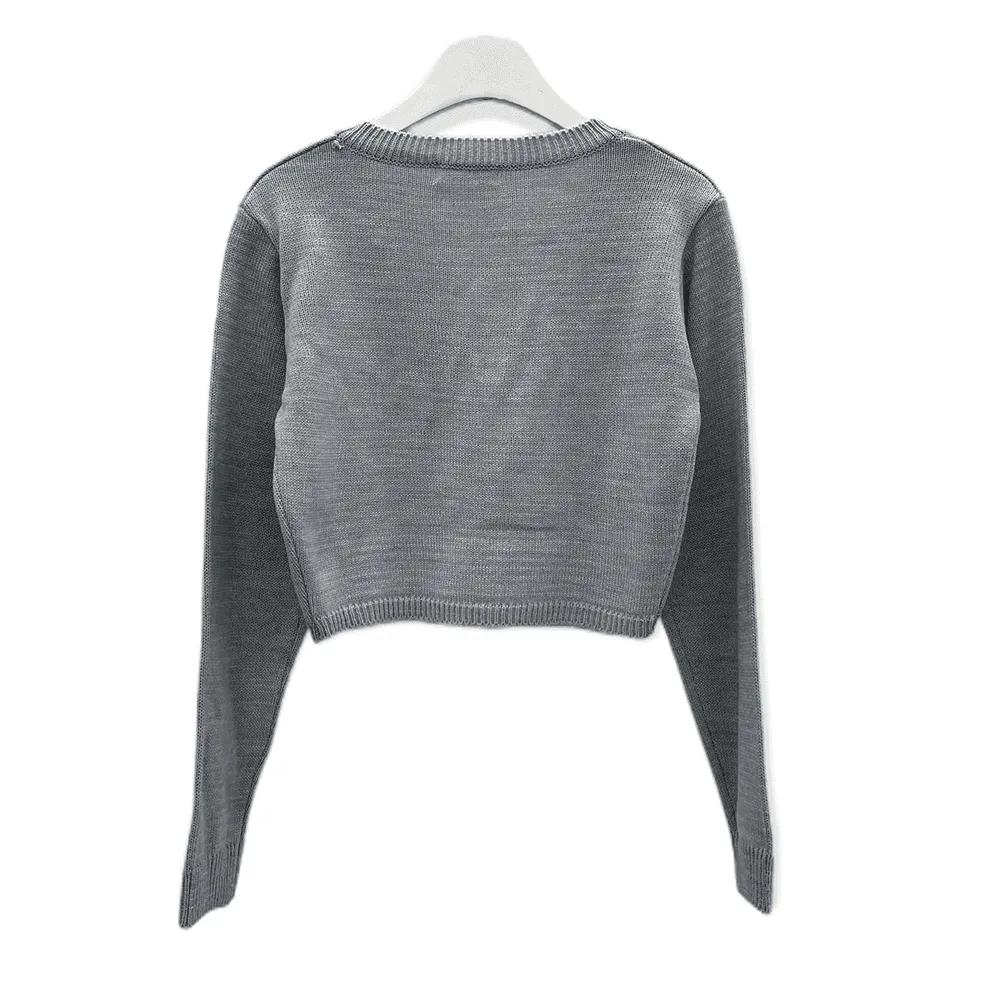 Cropped V Neck Knit C1901