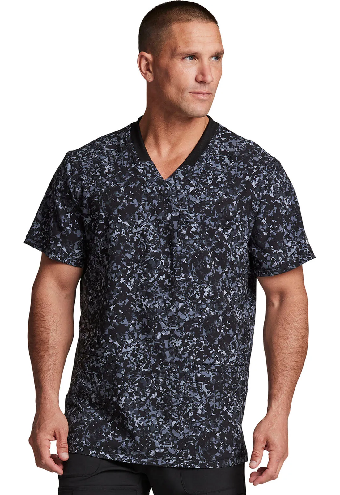 Dynamix - Men's Rib Knit V-Neck Print Top