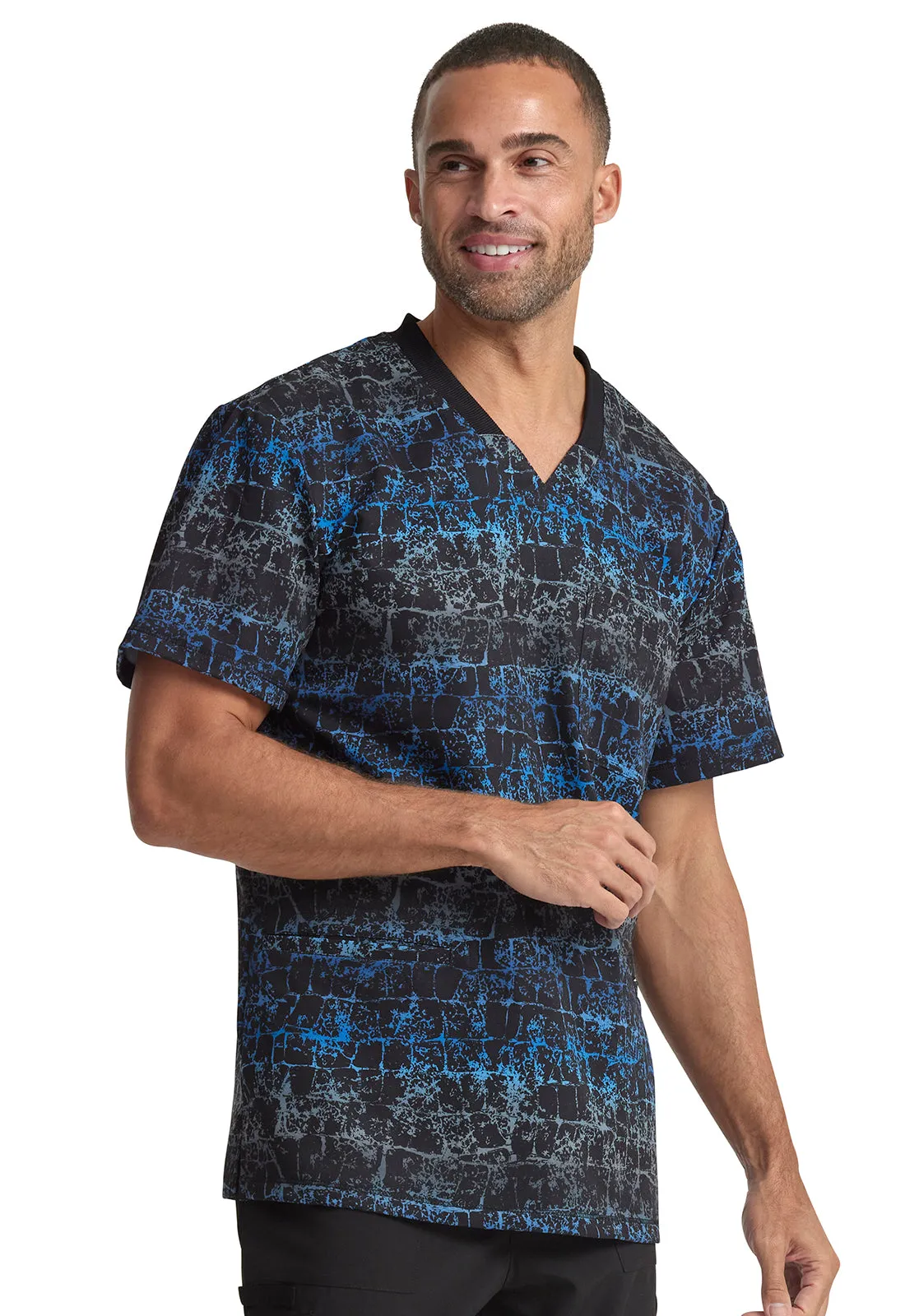 Dynamix - Men's Rib Knit V-Neck Print Top
