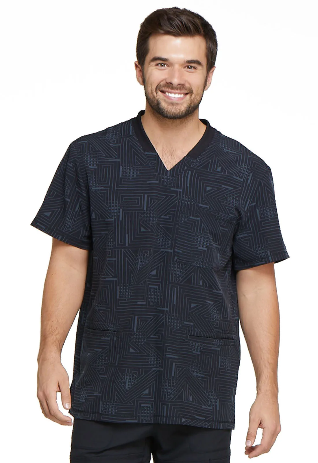 Dynamix - Men's Rib Knit V-Neck Print Top