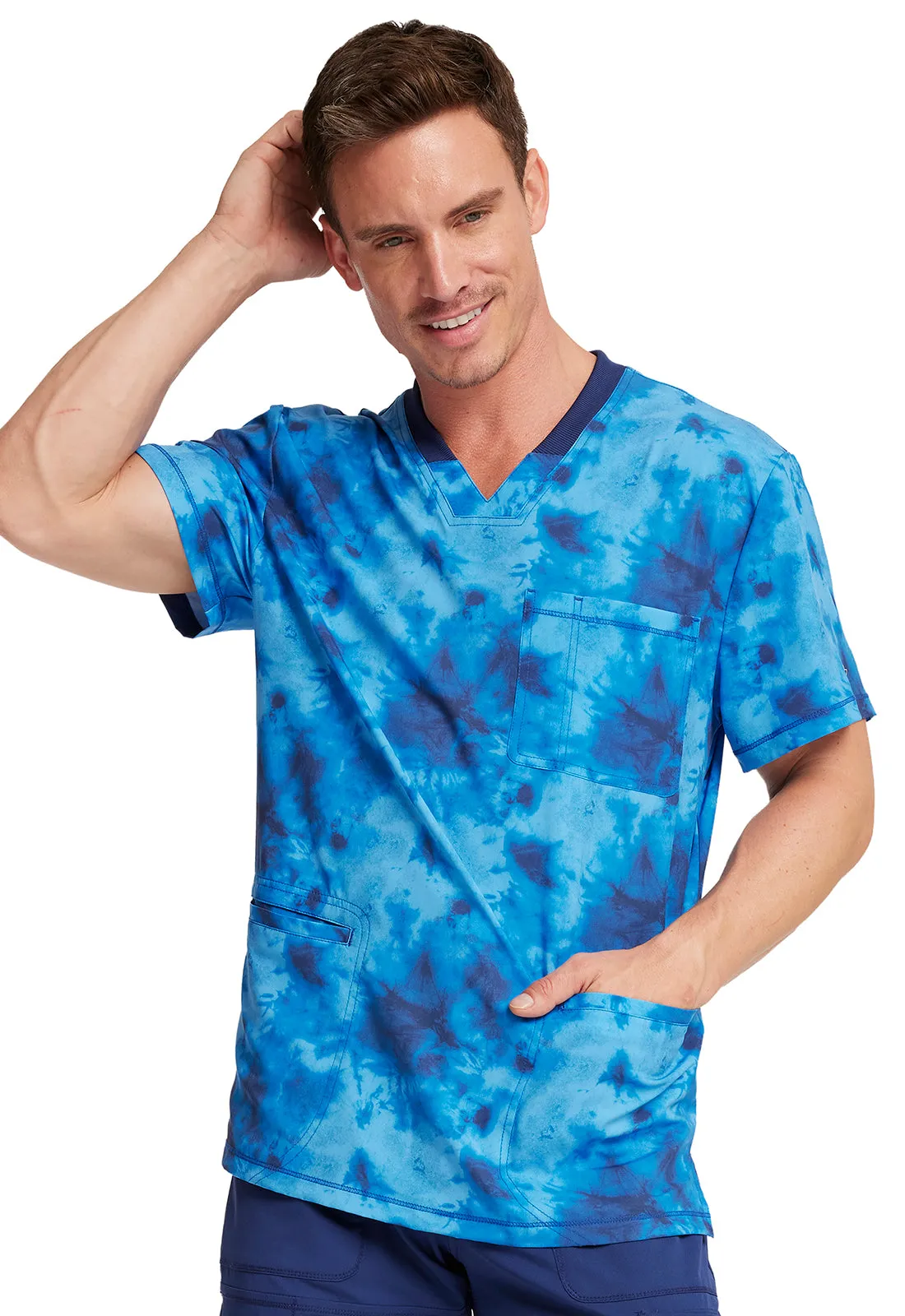 Dynamix - Men's Rib Knit V-Neck Print Top