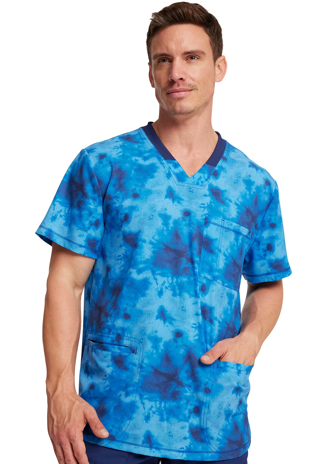 Dynamix - Men's Rib Knit V-Neck Print Top