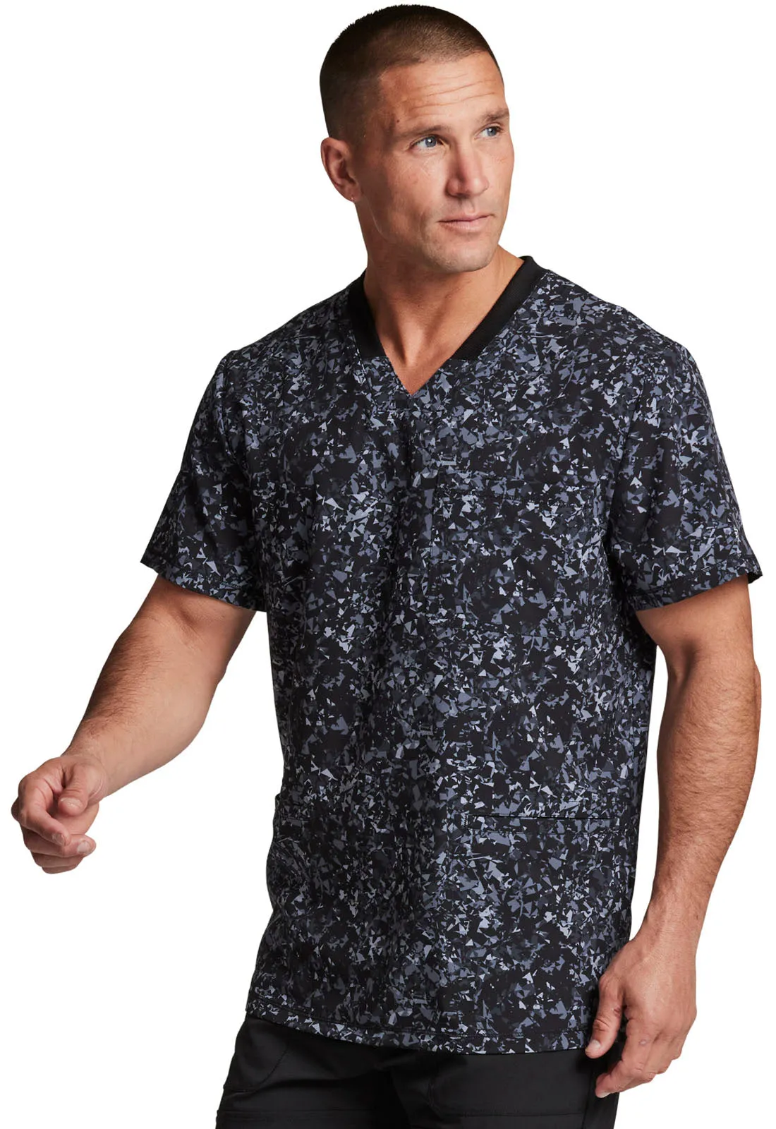 Dynamix - Men's Rib Knit V-Neck Print Top
