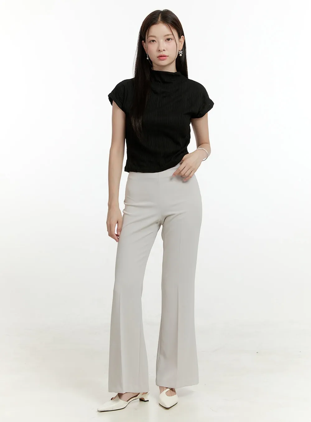 Mock Neck Textured Top OL423