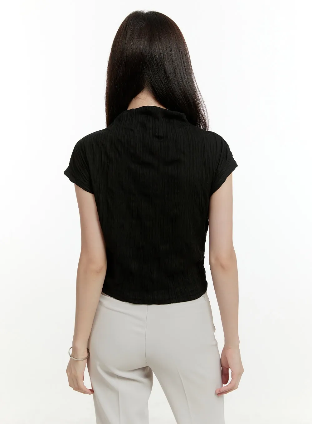 Mock Neck Textured Top OL423