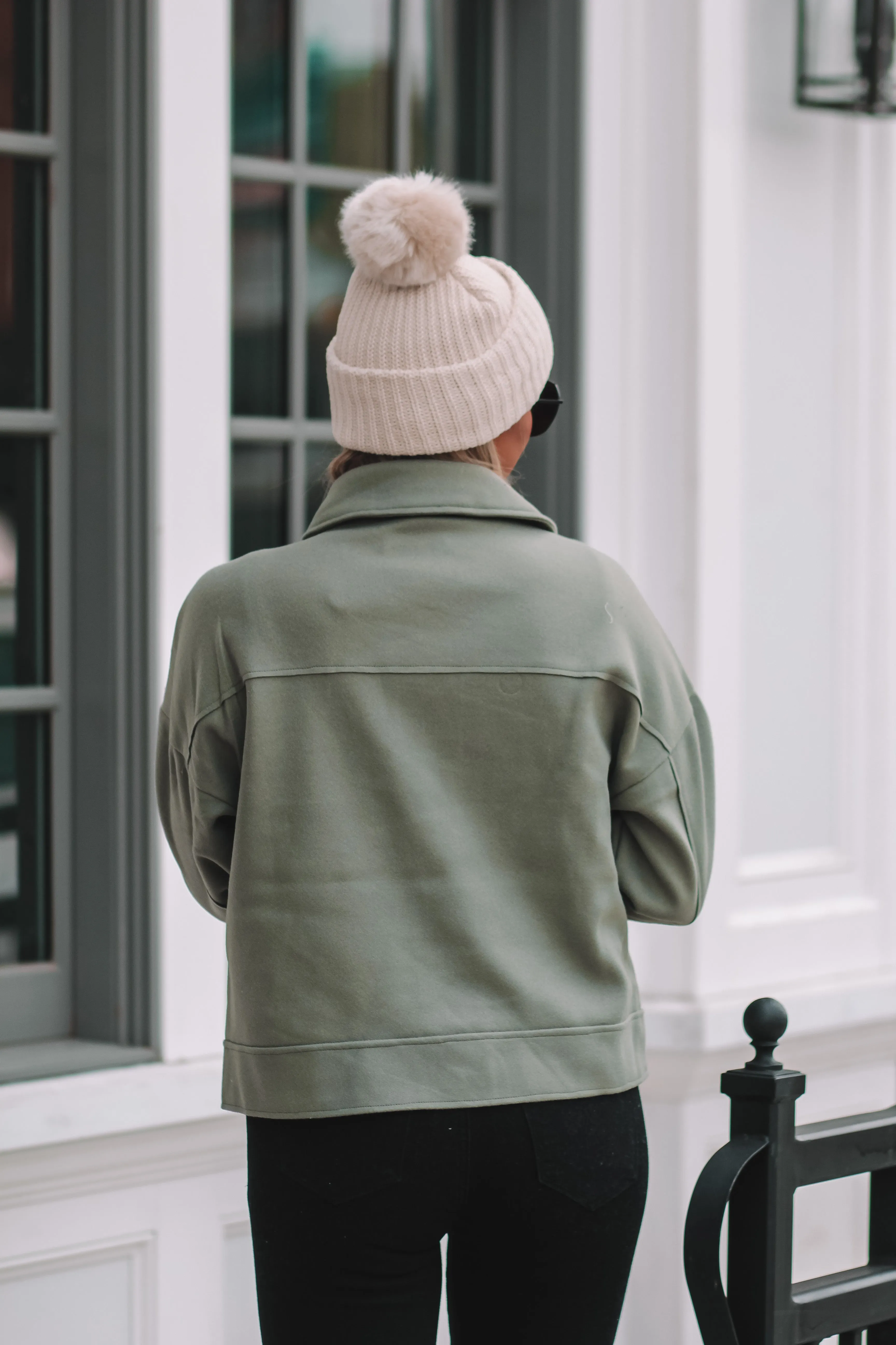Olive Front Pocket Button Down Jacket