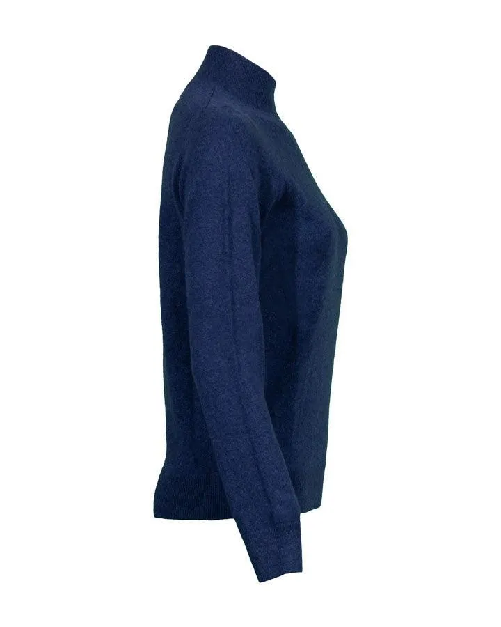 Repeat Mock Neck Cashmere Sweater Navy