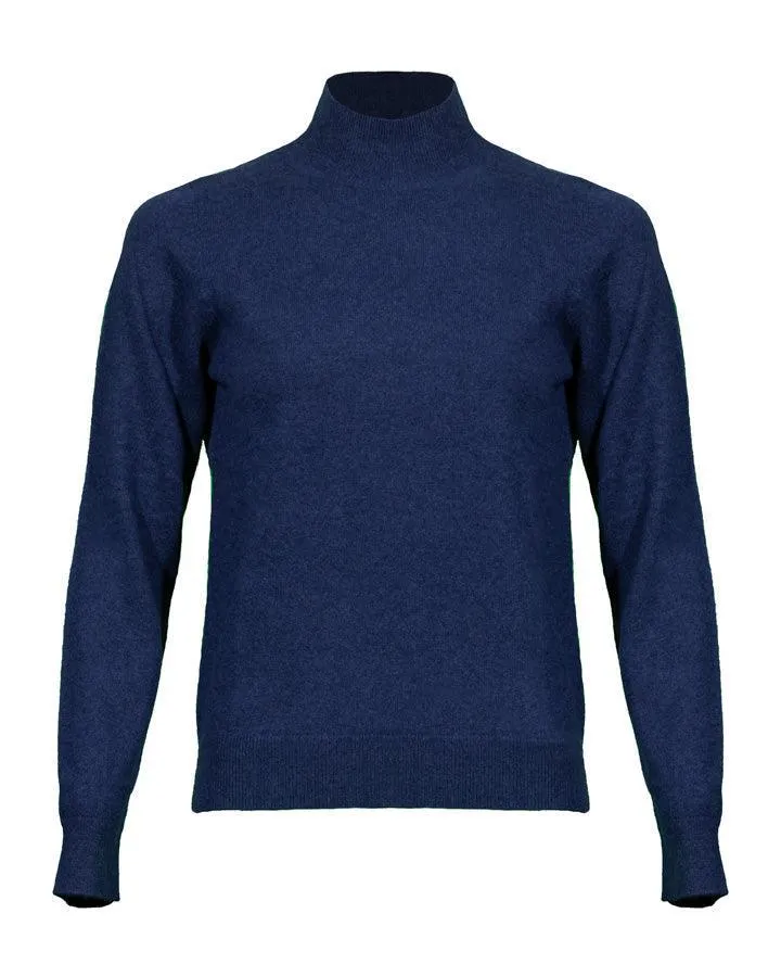 Repeat Mock Neck Cashmere Sweater Navy